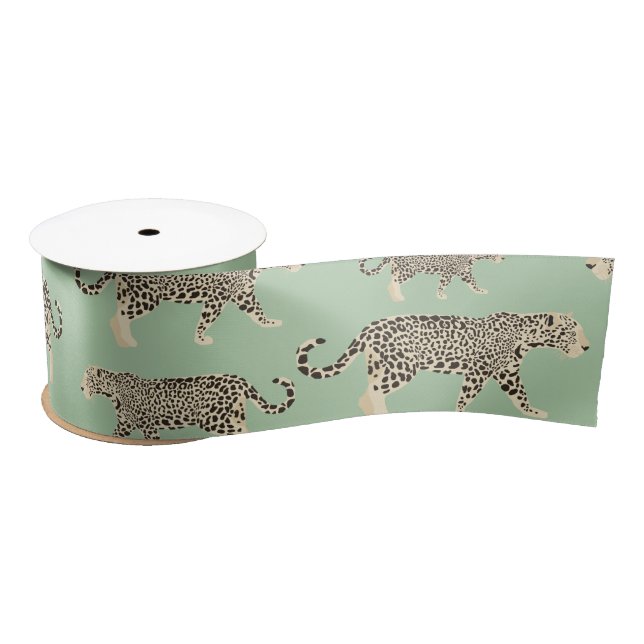 Jungle Jaguar Animal Pattern Satin Ribbon (Spool)