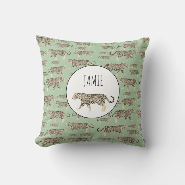 Jungle Jaguar Animal Pattern  Throw Pillow (Front)