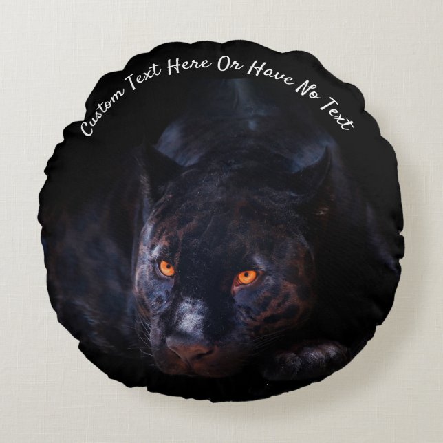 Jungle Jaguar Leopard Black Cat Panther Round Pillow (Front)