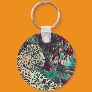 Jungle Jaguar Personalized  Keychain