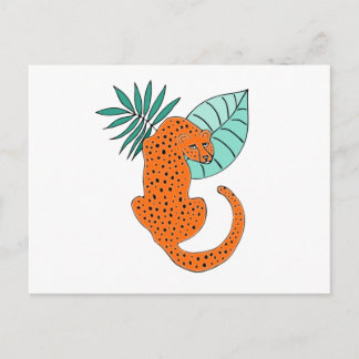 Jungle Jaguar Tropical Fern Postcard