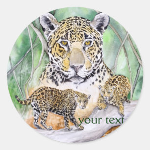 Jungle Jaguar Watercolor Fine Art Classic Round Sticker