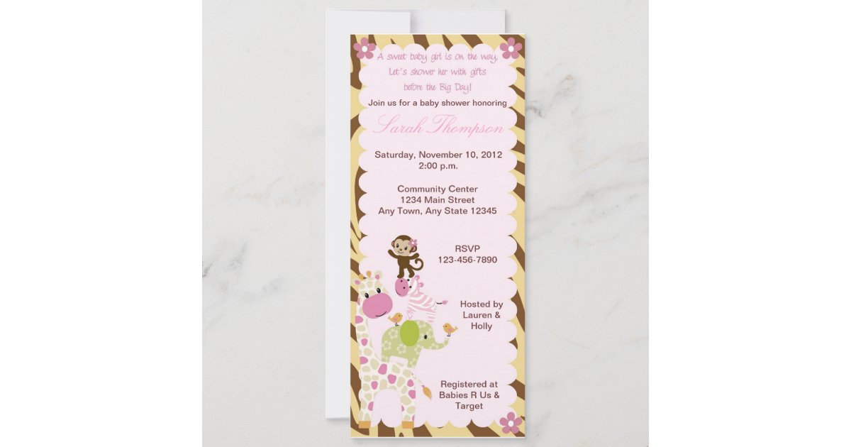 Jungle Jill Baby Shower Invitation Zazzle