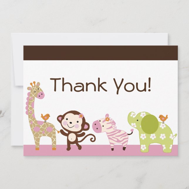 Jungle Jill / Cute Animals Thank You Card (Front)