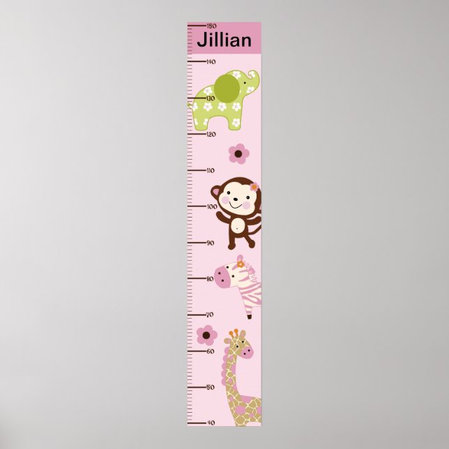Jungle Jill/Girl Animals Centimetres Growth Chart (Front)