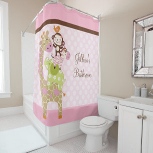 Jungle Jill Girl Animals Kids Shower Curtain