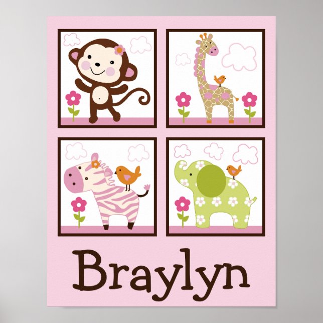 Jungle Jill /Girl Animals Personalized Art Poster (Front)