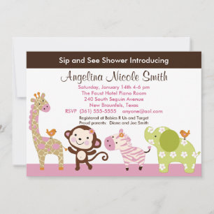 Jungle Jill / Girl Animals Sip & See Invitation