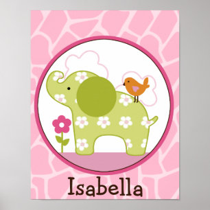 Jungle Jill /Girl Elephant Personalized Art Poster