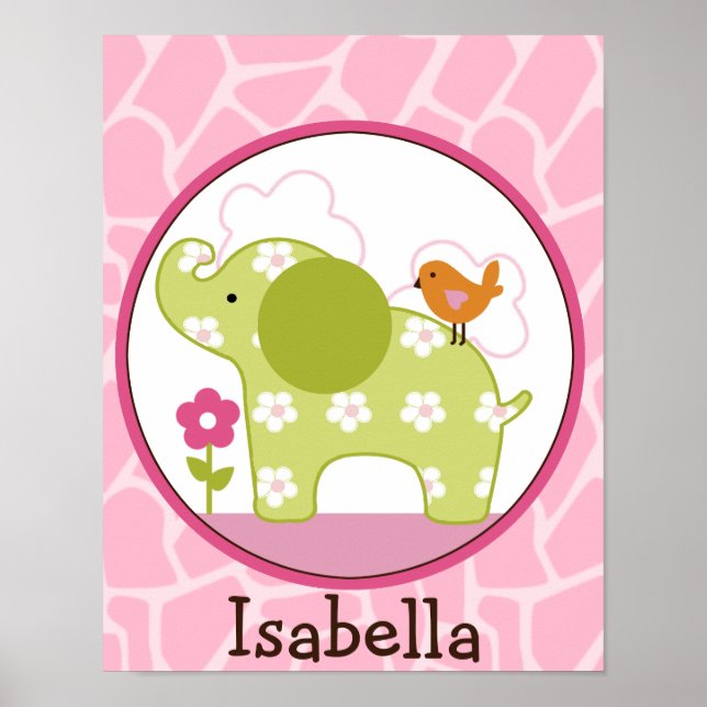 Jungle Jill /Girl Elephant Personalized Art Poster (Front)