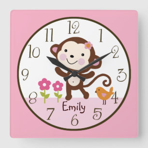 Jungle Jill Monkey Kid's Baby Nursery Clock