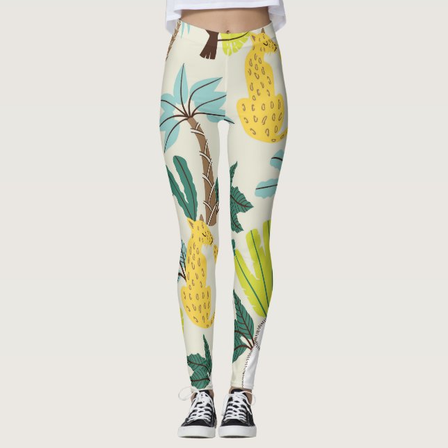 Jungle Joy: Cartoon Animal Fun Leggings (Front)