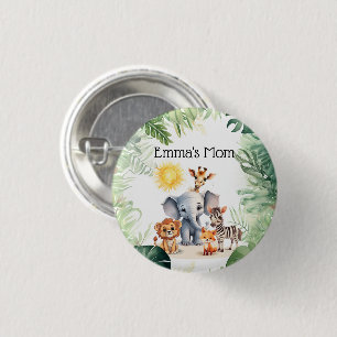 Jungle kids party baby animals fun birthday tag  1 inch round button