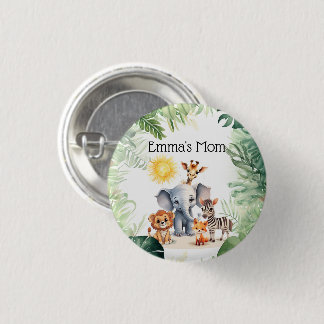 Jungle kids party baby animals fun birthday tag  1 inch round button