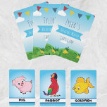 Jungle Kids Personalized Animal Match  Playing Cards<br><div class="desc">A cute & trendy design for kids to have their very own personalized set of game cards! Easy to customize with the child's name. The design features cartoon graphics of a blue sky with clouds,  celebratory bunting and a green mountainous landscape.</div>