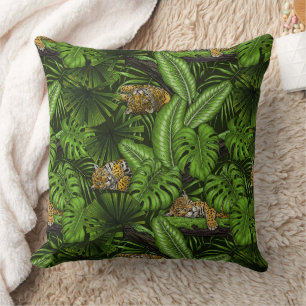 Jungle kitties throw pillow