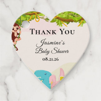 Jungle leafy themed monkey soft toys baby shower favour tags