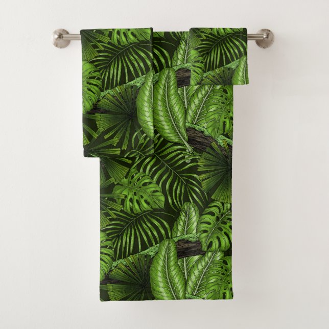 Jungle leaves bath towel set (Insitu)