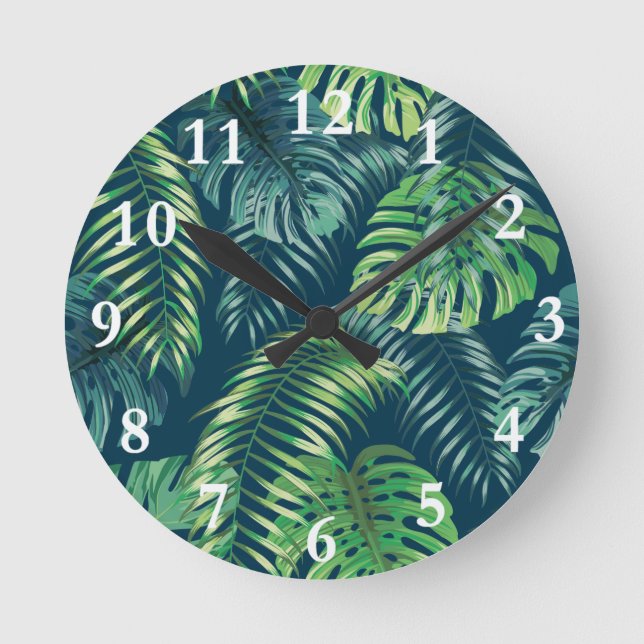 Jungle Leaves Botanical Design Clock (Front)