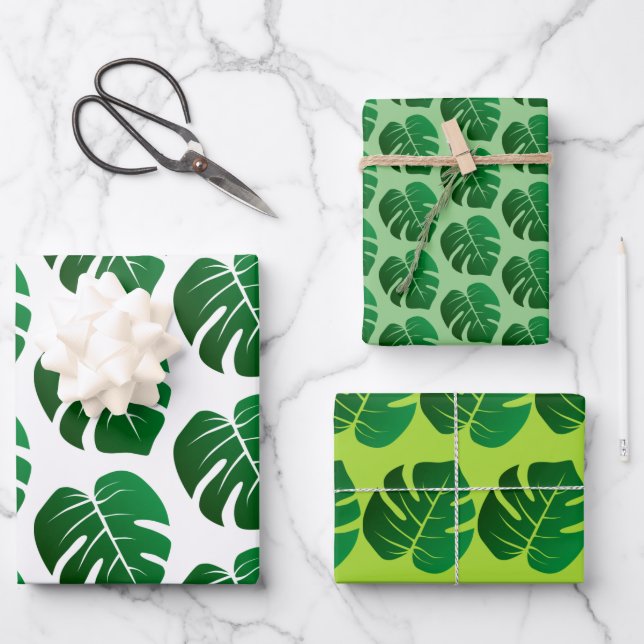 Jungle Leaves Design Wrapping Paper Set  (Front)