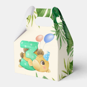 Jungle Leaves Dinosaur 3rd Birthday Party Favor Box