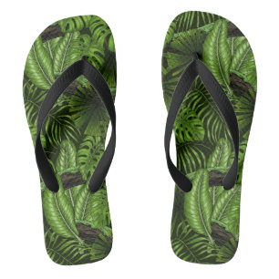 Jungle leaves flip flops