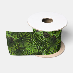 Jungle leaves satin ribbon