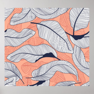 Jungle Leaves Seamless Tropical Pattern Poster