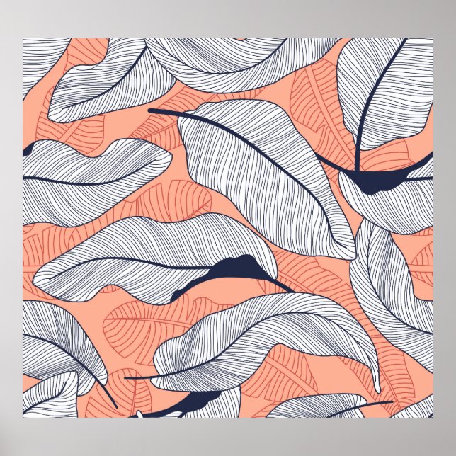 Jungle Leaves Seamless Tropical Pattern Poster (Front)