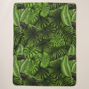 Jungle leaves sherpa blanket