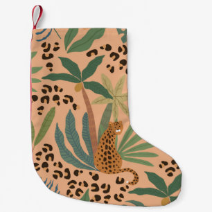 Jungle leopard print: animal seamless pattern. small christmas stocking