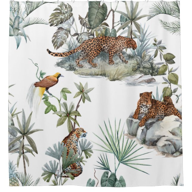Jungle Leopard Watercolor Tropical Scene (Front)