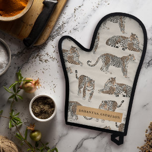 Jungle Leopard Wild Animal Pattern   Oven Mitt & Pot Holder Set