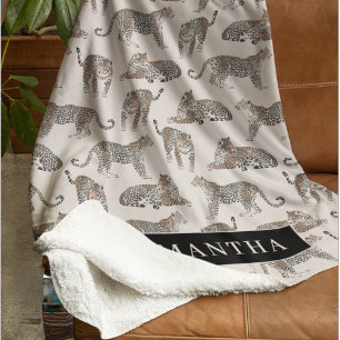 Jungle Leopard Wild Animal Pattern Sherpa Blanket