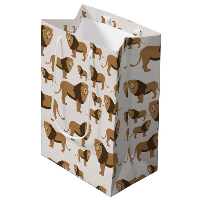 Jungle Lion Animal Pattern  Medium Gift Bag (Front Angled)