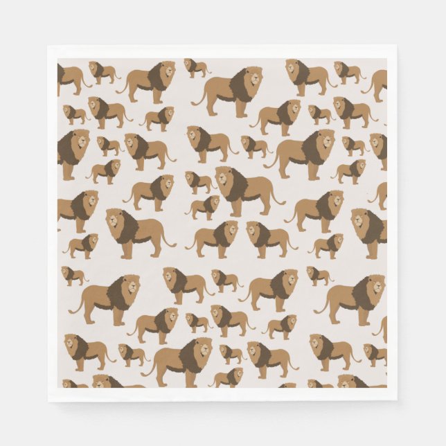Jungle Lion Animal Pattern Napkin (Front)