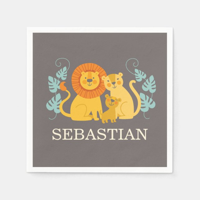 Jungle Lion Baby Shower Napkin (Front)