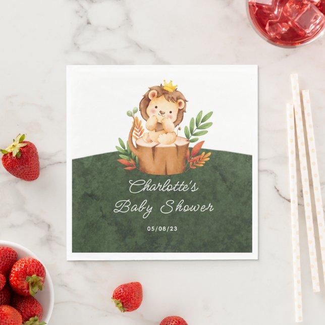 Jungle Lion Baby Shower Paper Napkins (Insitu)