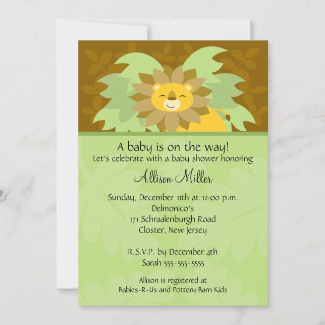 Jungle Lion Neutral Baby Shower Invitation (Front)