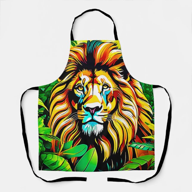 Jungle Lion Pop Art Design Apron (Front)