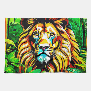 Jungle Lion Pop Art Design Kitchen Towel
