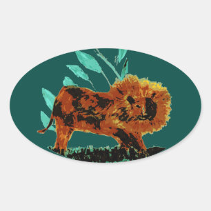 Jungle Lion Wild Animal Oval Sticker