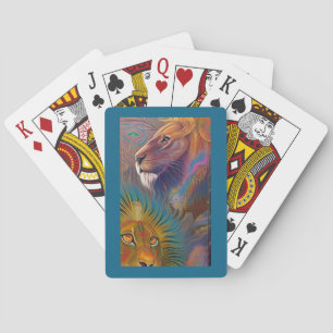 jungle lions playing cards