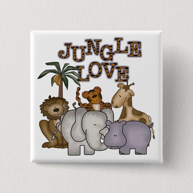 Jungle Love 2 Inch Square Button (Front)