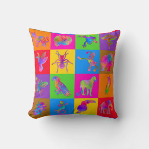 Jungle Madness 9 Inch Blocks Cheater Quilt Throw Pillow