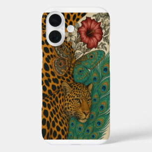 Jungle Majesty: Leopard & Nature Collage iPhone 16 Case