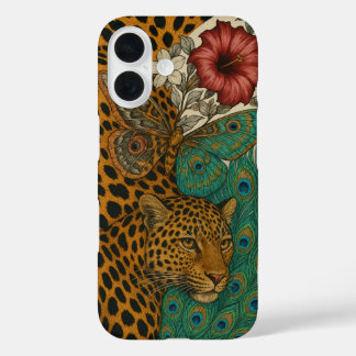 Jungle Majesty: Leopard & Nature Collage iPhone 16 Case