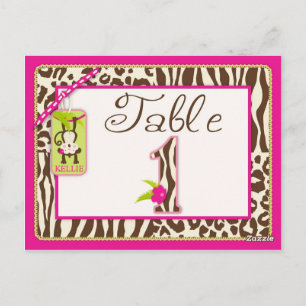 Jungle Monkey and Animal Prints Table Card 1