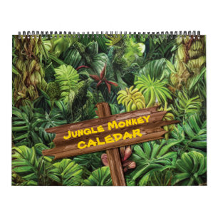 Jungle Monkey Art Illustration Calendar