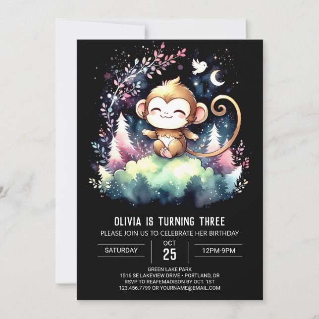 Jungle Monkey Birthday Invitation (Front)